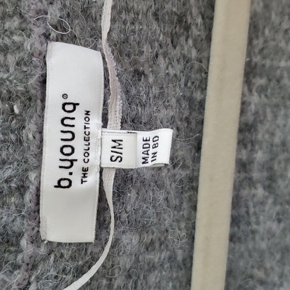 b.young Grey Oversized Byoksana Stripe Wool Blend Preppy Eclectic Cardigan S - Picture 4 of 14